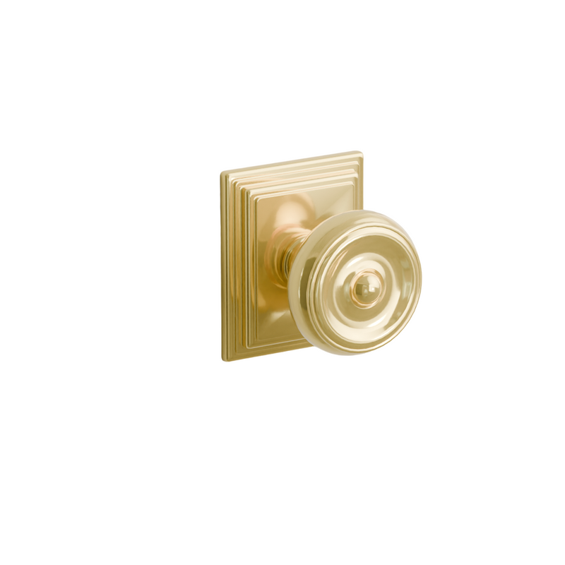 Emtek  Door Handle - Waverly Knob Wilshire Rosette - Classic Brass