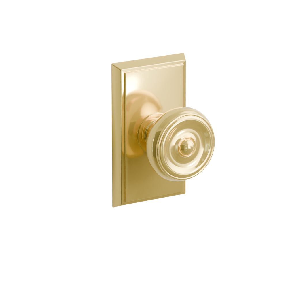 Emtek  Door Handle - Waverly Knob Rectangular Rosette - Classic Brass