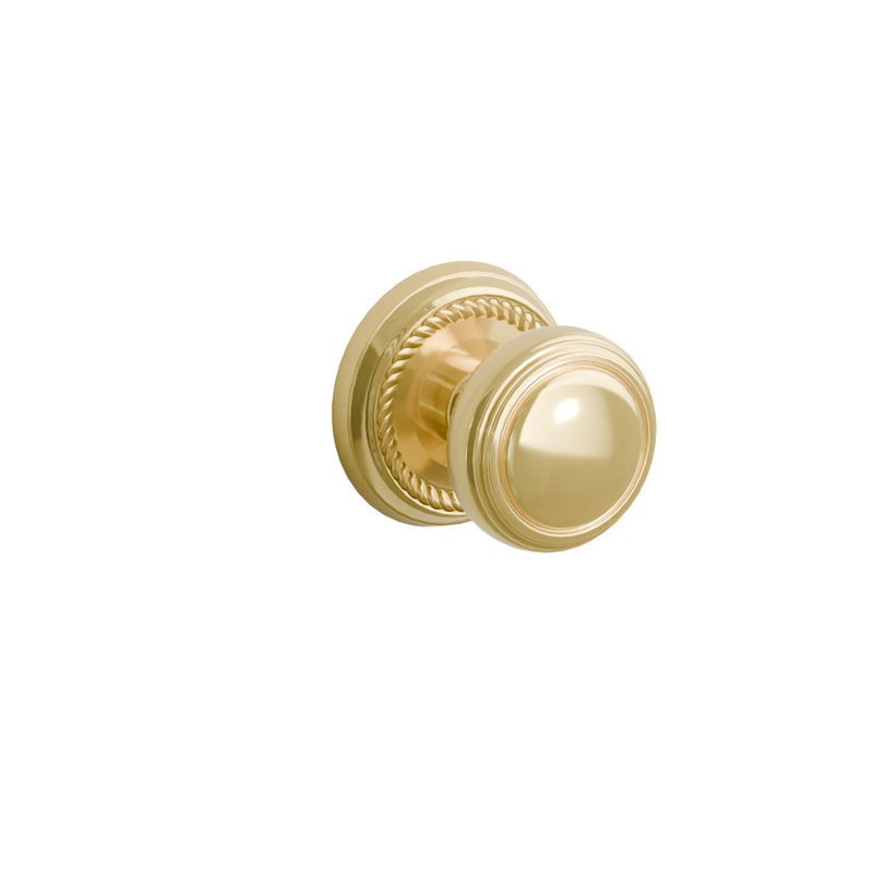 Emtek Door Handle - Norwich  Knob Rope Rosette - Classic Brass