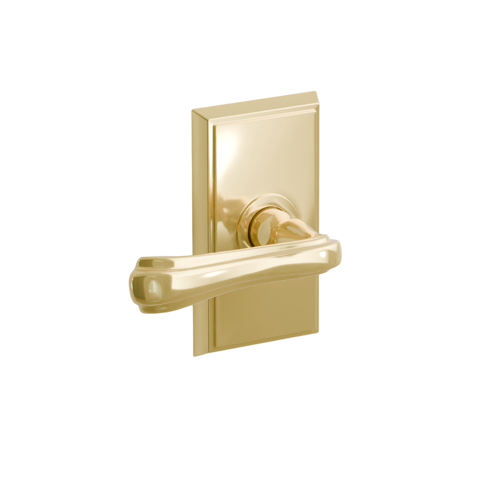 Emtek  Door Handle - Wembley  Lever Rectangular Rosette - Designer Brass