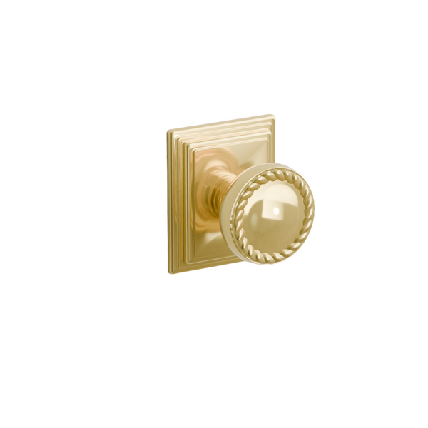 Emtek  Door Handle - Rope Knob Wilshire Rosette - Designer Brass