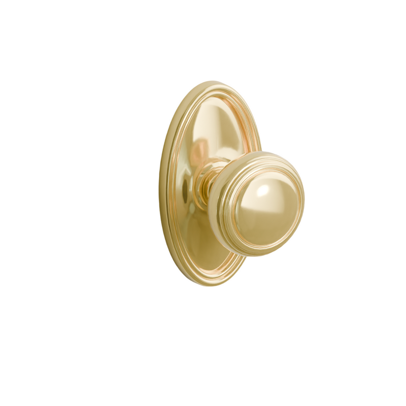 Emtek Door Handle - Norwich  Knob Oval Rosette - Classic Brass