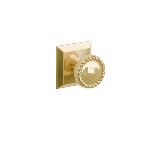 Emtek  Door Handle -  Rope Knob Quincy Rosette - Designer Brass