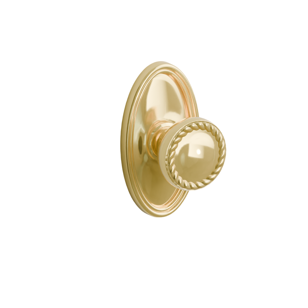 Emtek Door Handle - Rope Knob Oval Rosette - Designer Brass