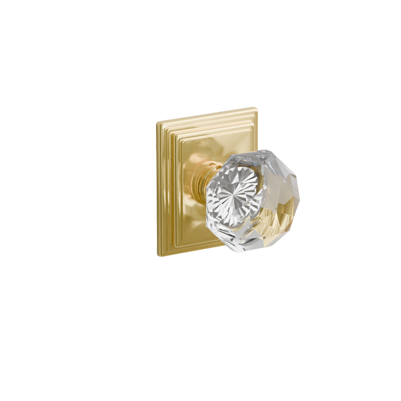 Emtek  Door Handle - Diamond Knob Wilshire Rosette - Glass