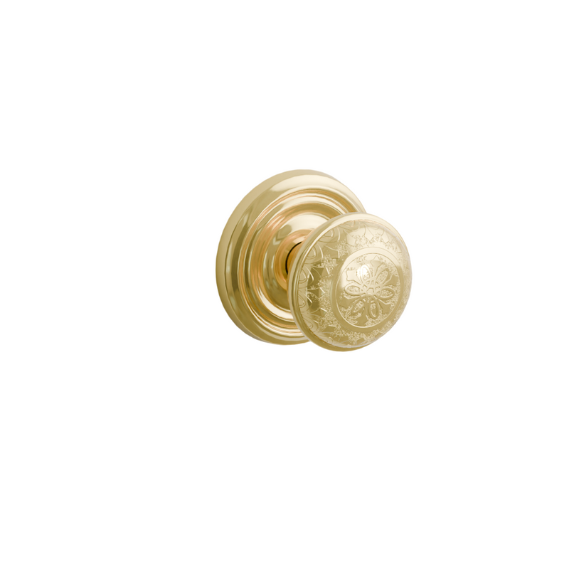 Emtek Door Handle - Lancaster Knob Regular Rosette - Designer Brass