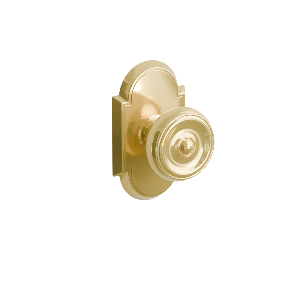 Emtek Door Handle - Waverly Knob #8 Rosette - Classic Brass