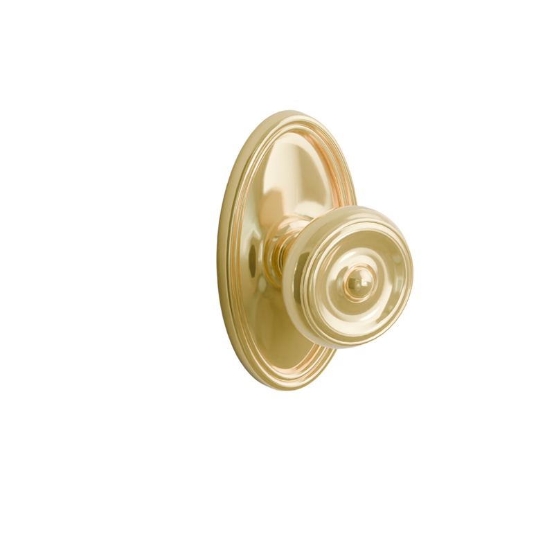 Emtek Door Handle - Waverly Knob Oval Rosette - Classic Brass