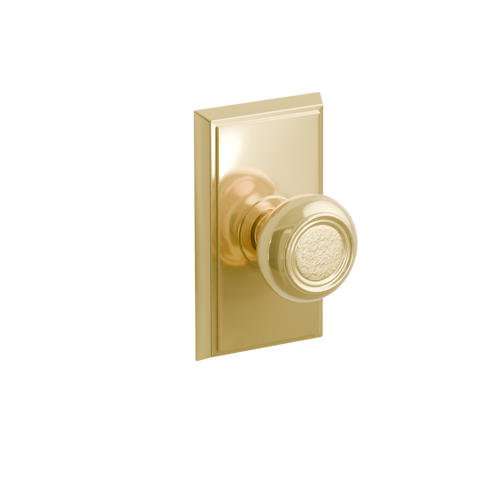 Emtek  Door Handle - Belmont Knob Rectangular Rosette - Designer Brass