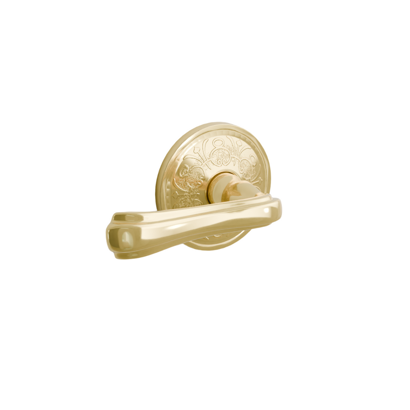 Emtek Door Handle - Wembley  Lever Lancaster  Rosette - Designer Brass