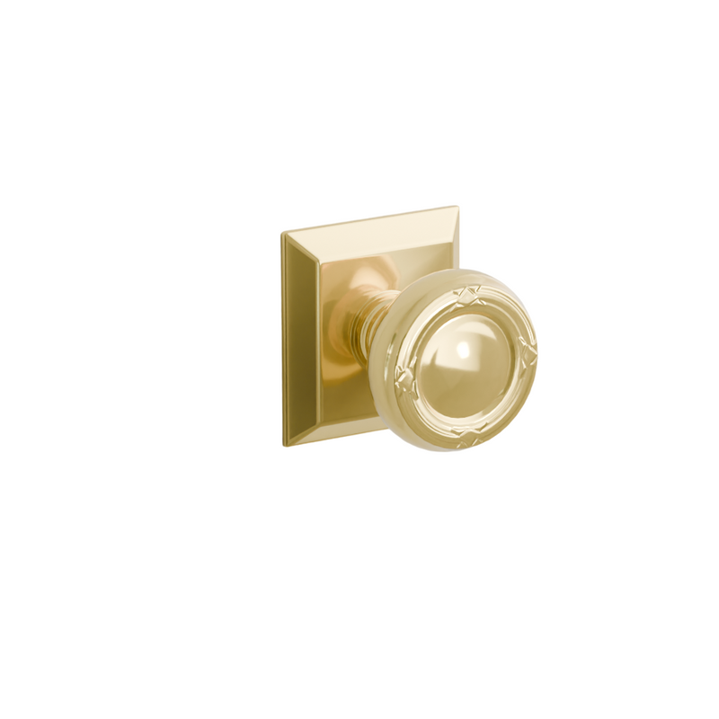 Emtek  Door Handle - Ribbon & Reed Knob Quincy Rosette - Designer Brass