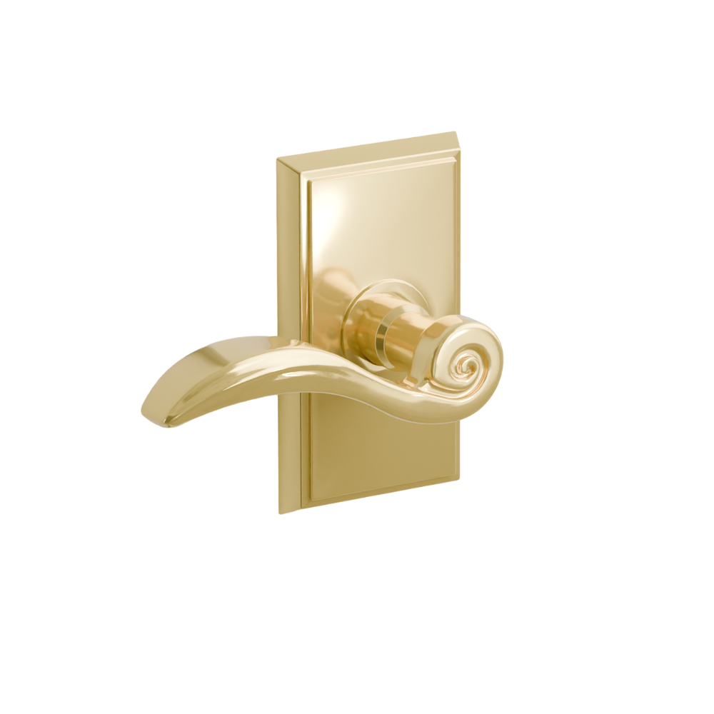 Emtek  Door Handle - Elan Lever Rectangular Rosette - Designer Brass