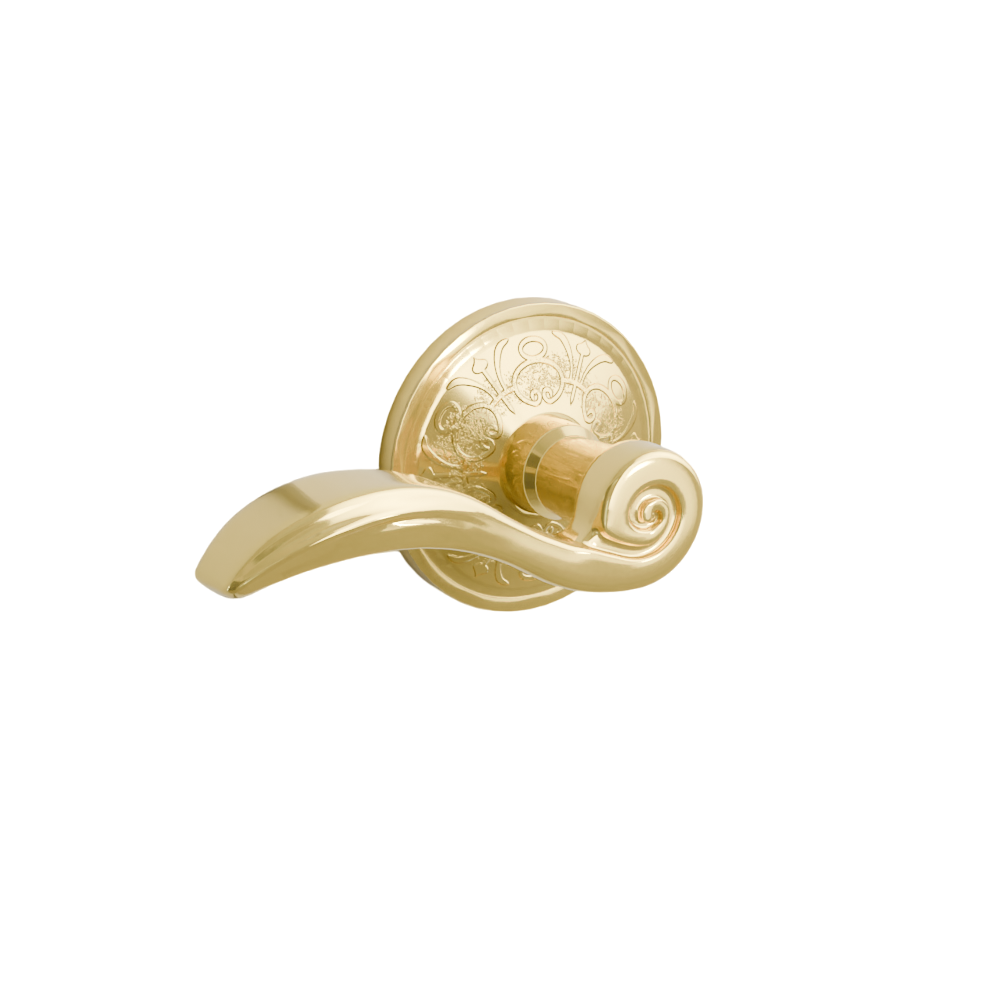 Emtek Door Handle - Elan  Lever Lancaster  Rosette - Designer Brass