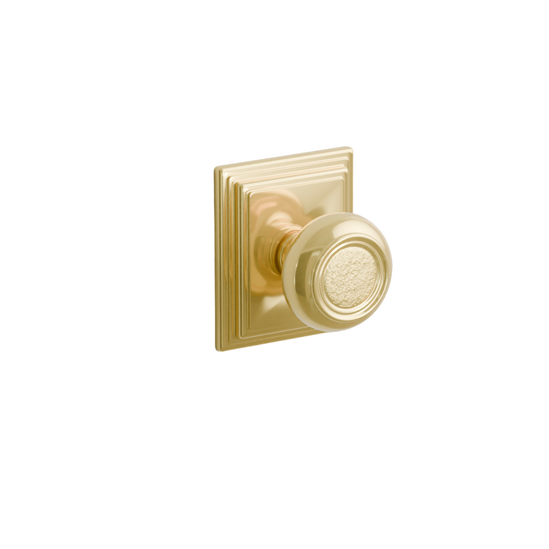 Emtek  Door Handle - Belmont Knob Wilshire Rosette - Designer Brass