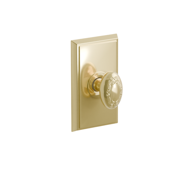 Emtek  Door Handle - Victoria Knob Rectangular Rosette - Designer Brass