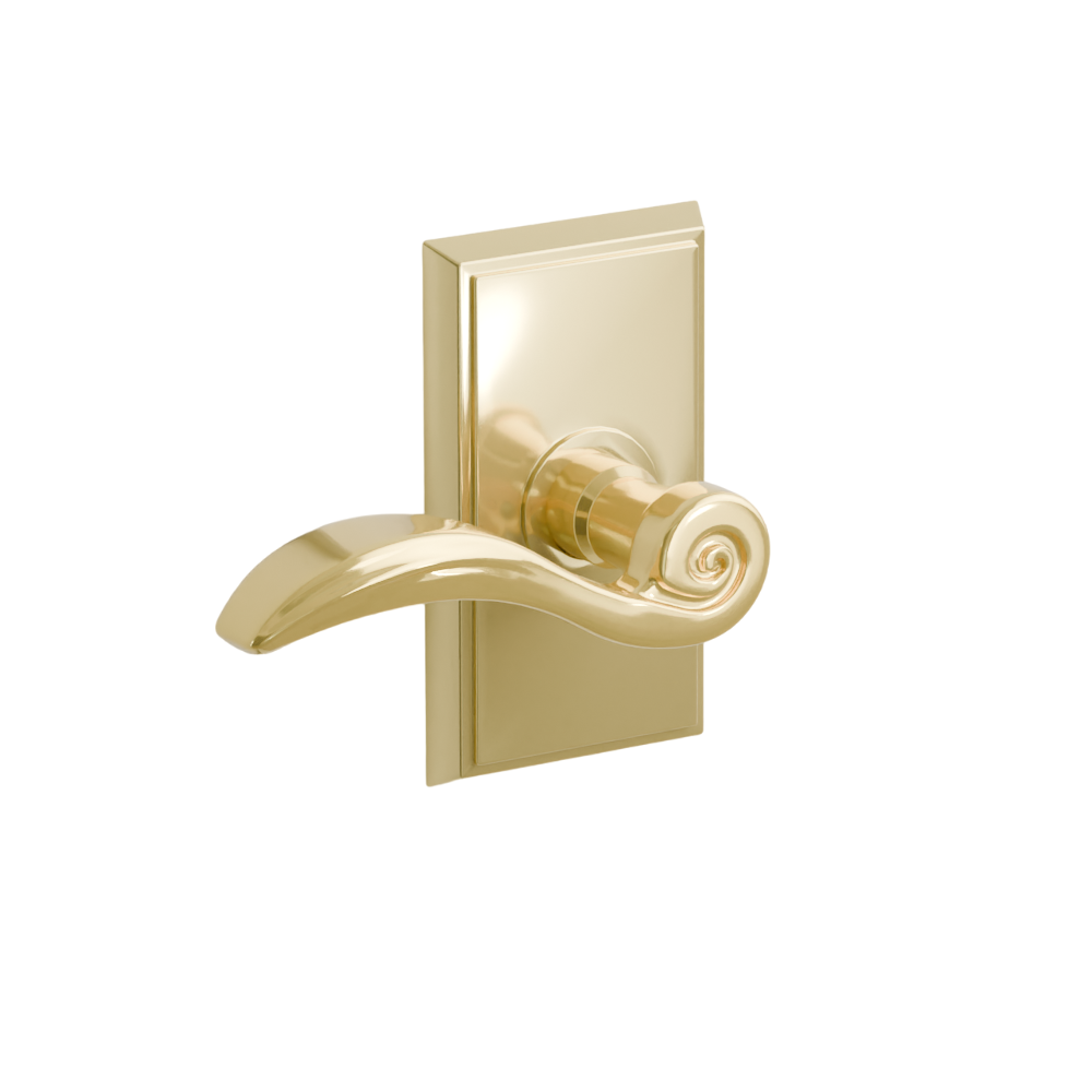 Emtek  Door Handle - Elan Lever Rectangular Rosette - Designer Brass