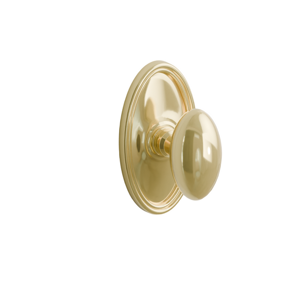 Emtek Door Handle -Egg Knob Oval Rosette - Classic Brass