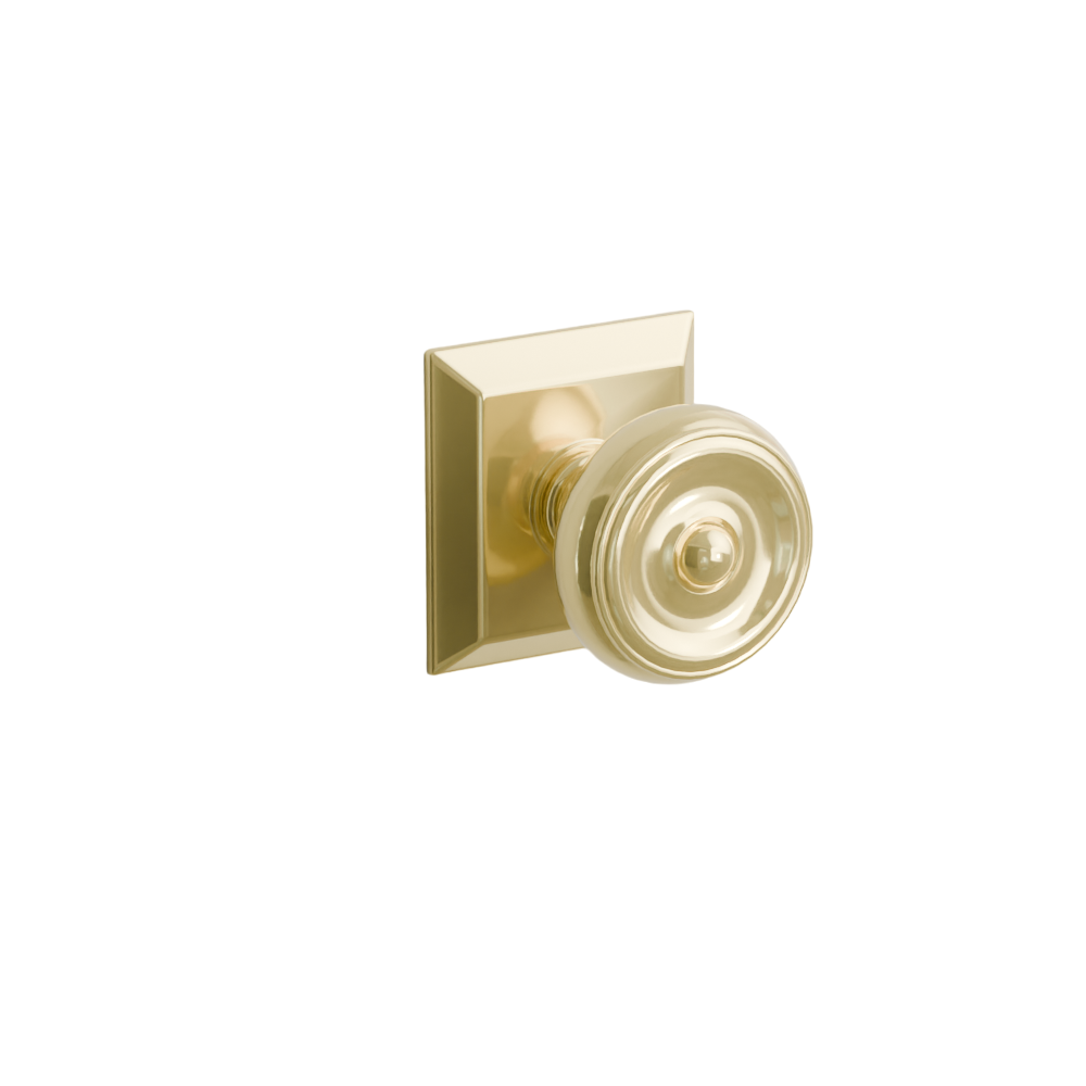 Emtek  Door Handle - Waverly Knob Quincy Rosette - Classic Brass