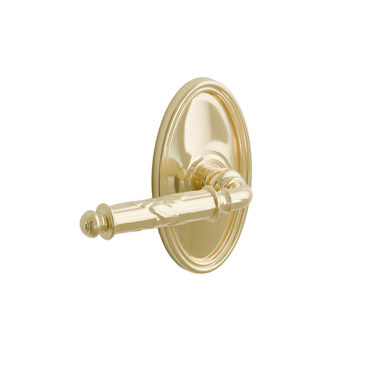 Emtek Door Handle - Ribbon & Reed Lever Oval Rosette - Designer Brass