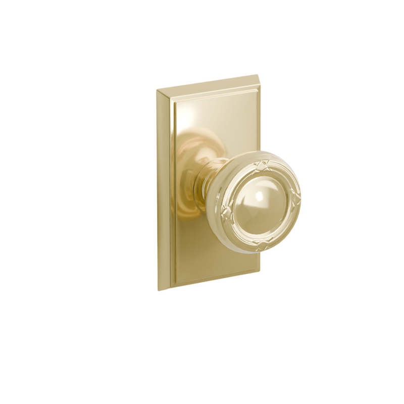 Emtek  Door Handle - Ribbon & Reed Knob Rectangular Rosette - Designer Brass