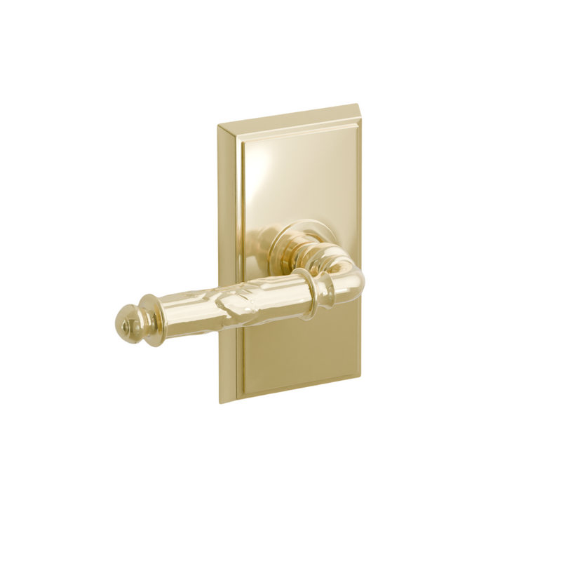 Emtek  Door Handle - Ribbon & Reed Lever Rectangular Rosette - Designer Brass