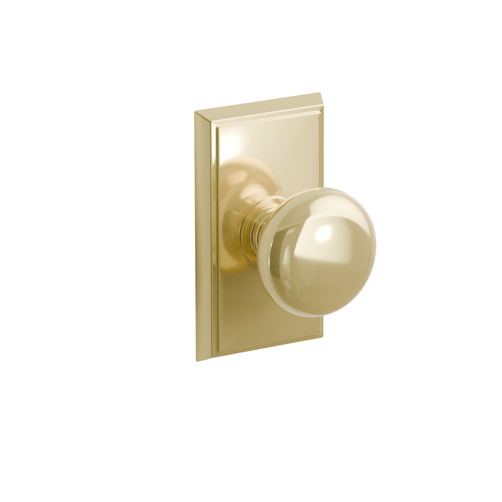 Emtek  Door Handle - Providence  Knob Rectangular Rosette - Classic Brass