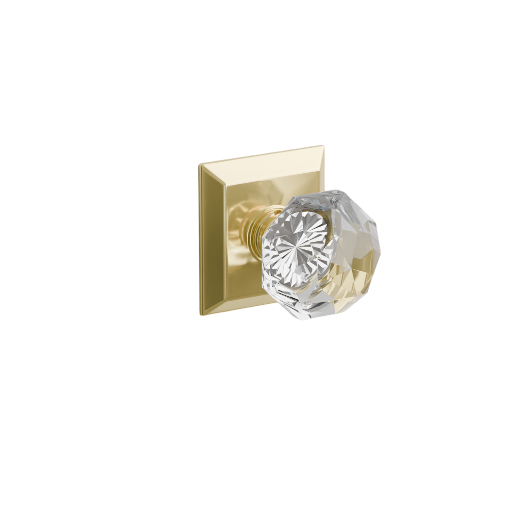 Emtek  Door Handle -  Diamond Knob Quincy Rosette - Glass