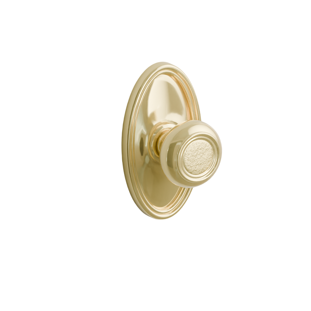 Emtek Door Handle - Belmont Knob Oval Rosette - Designer Brass