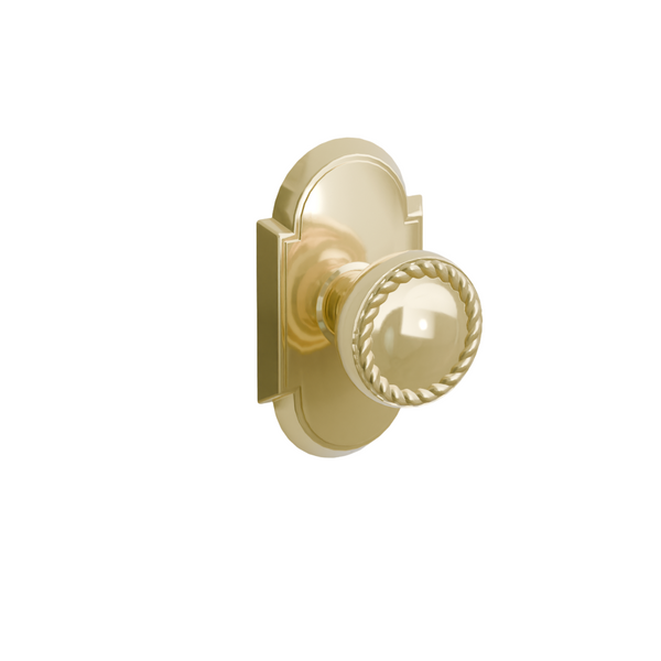 Emtek Door Handle - Rope Knob #8 Rosette - Designer Brass