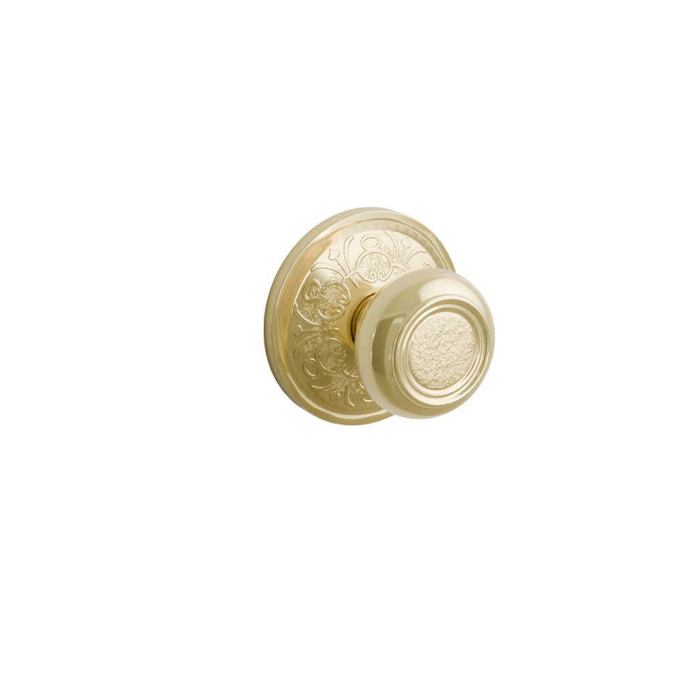 Emtek Door Handle - Belmont Knob Lancaster  Rosette - Designer Brass