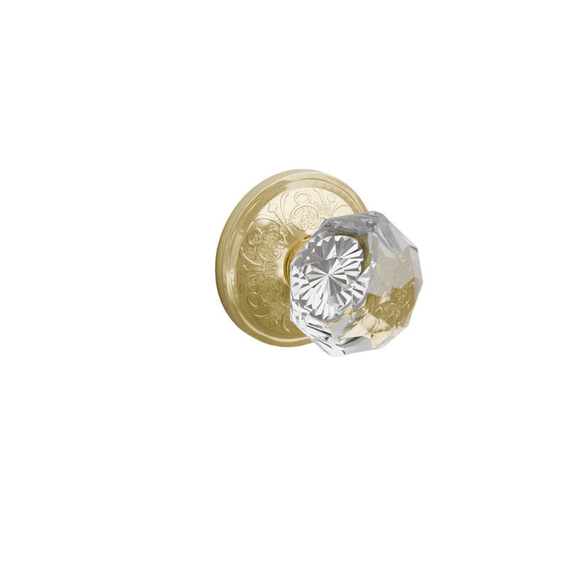 Emtek Door Handle - Diamond Knob Lancaster  Rosette - Glass