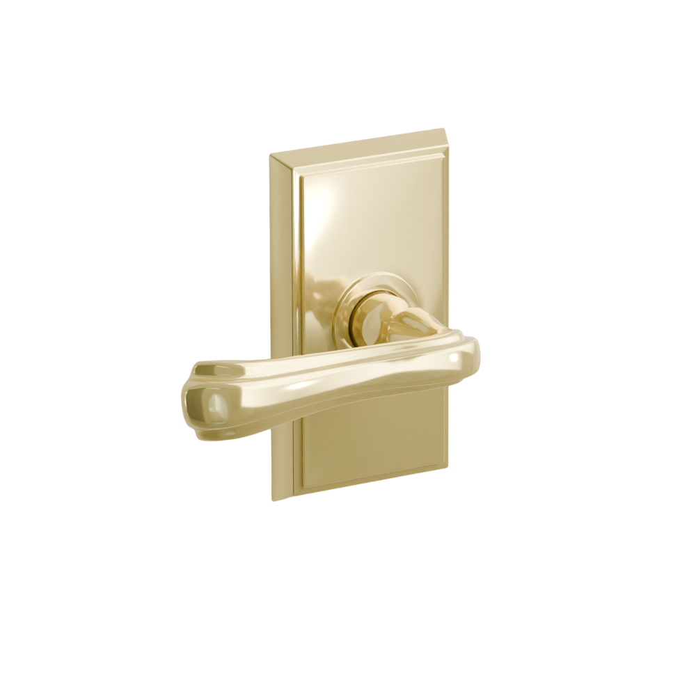 Emtek  Door Handle - Wembley  Lever Rectangular Rosette - Designer Brass