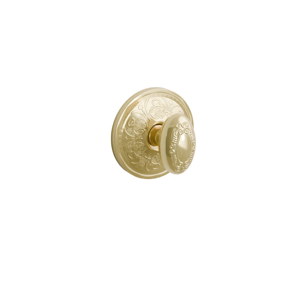 Emtek Door Handle - Victoria Knob Lancaster  Rosette - Designer Brass