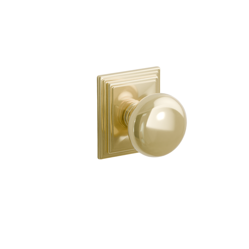 Emtek  Door Handle - Providence Knob Wilshire Rosette - Classic Brass