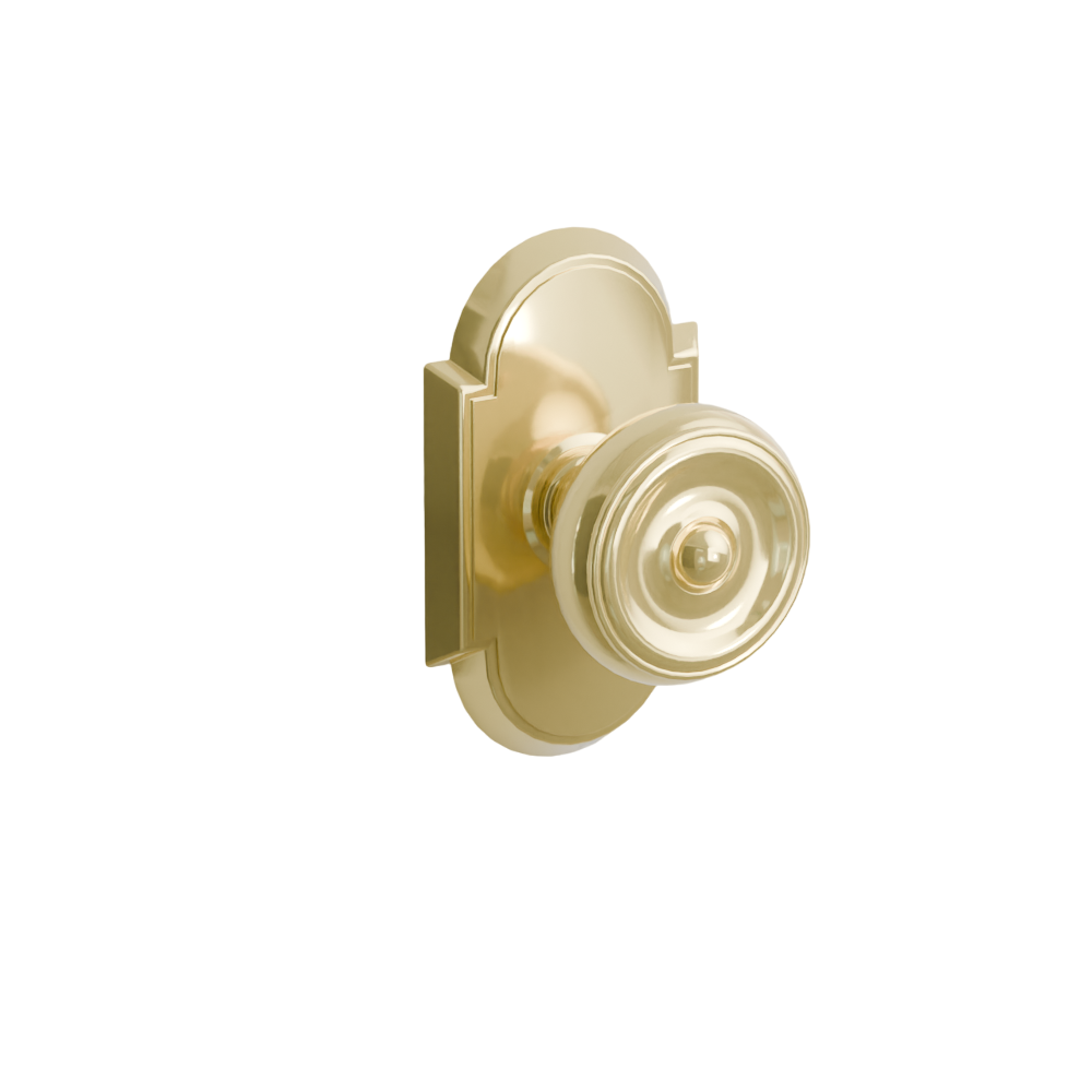 Emtek Door Handle - Waverly Knob #8 Rosette - Classic Brass