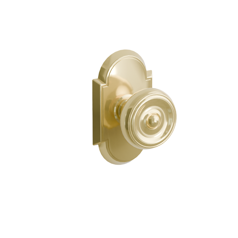 Emtek Door Handle - Waverly Knob #8 Rosette - Classic Brass