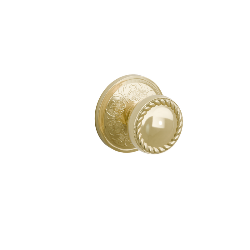 Emtek Door Handle - Rope Knob Lancaster  Rosette - Designer Brass