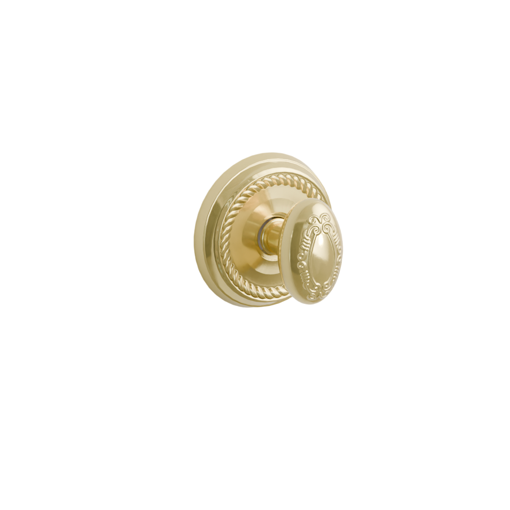 Emtek Door Handle - Victoria Knob Rope  Rosette - Designer Brass