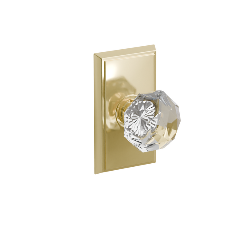 Emtek  Door Handle - Diamond Knob Rectangular Rosette - Glass