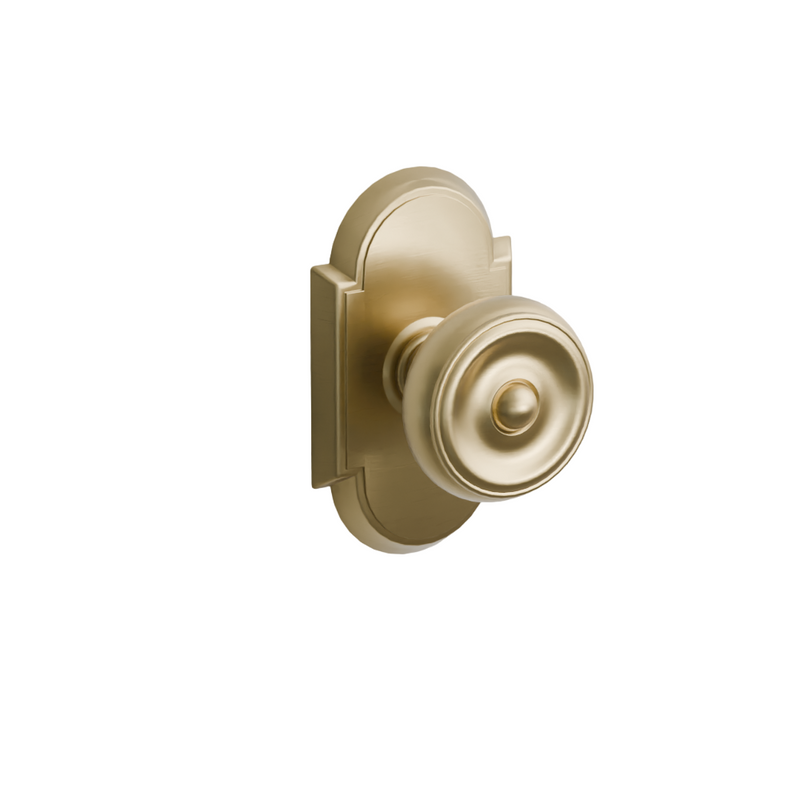 Emtek Door Handle - Waverly Knob #8 Rosette - Classic Brass