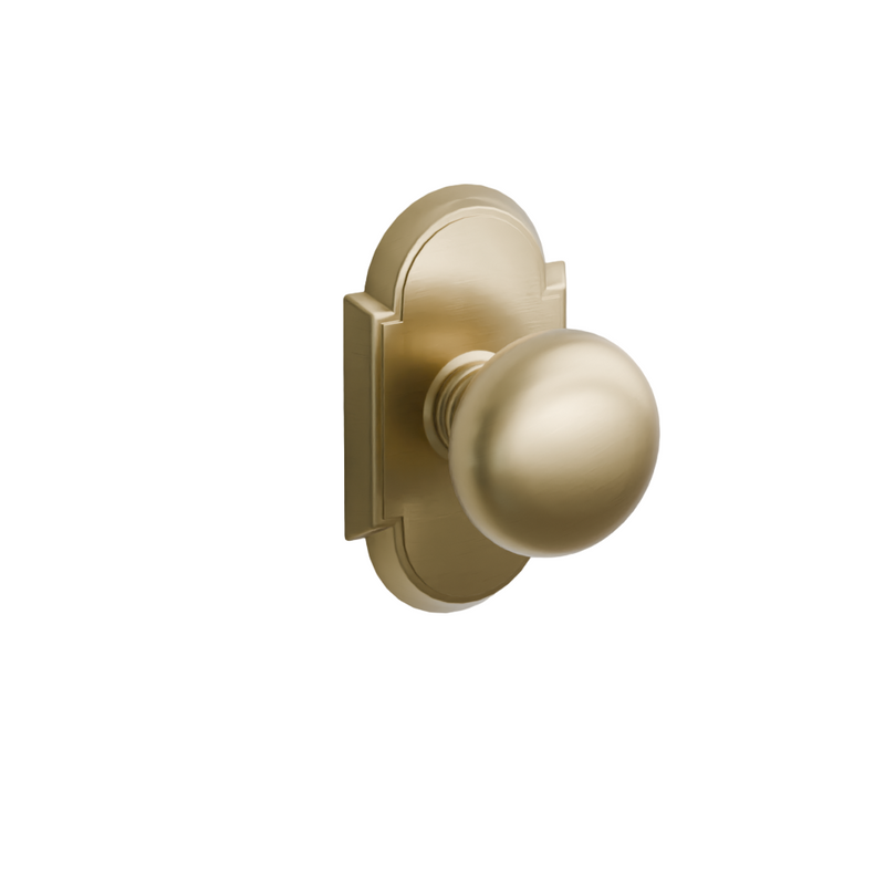 Emtek Door Handle - Providence Knob #8 Rosette - Classic Brass