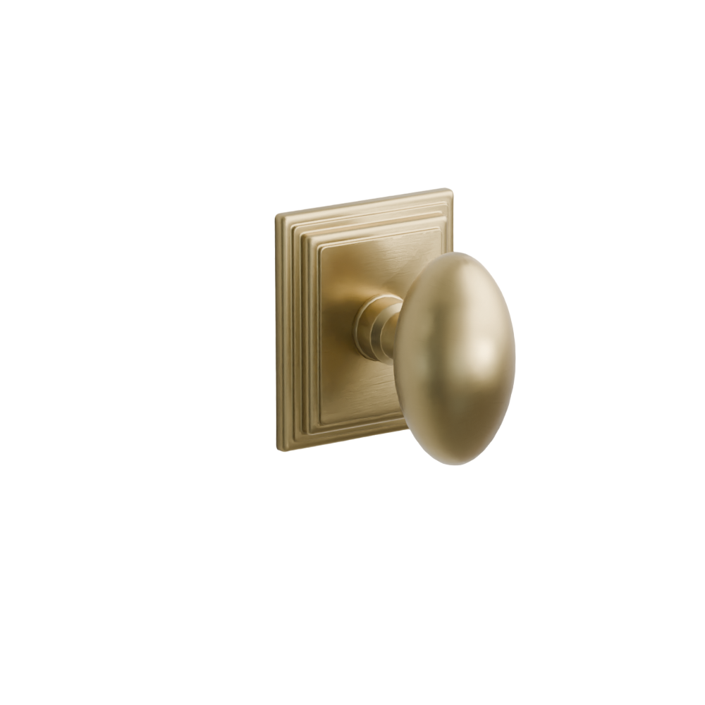 Emtek  Door Handle - Egg Knob Wilshire Rosette - Classic Brass