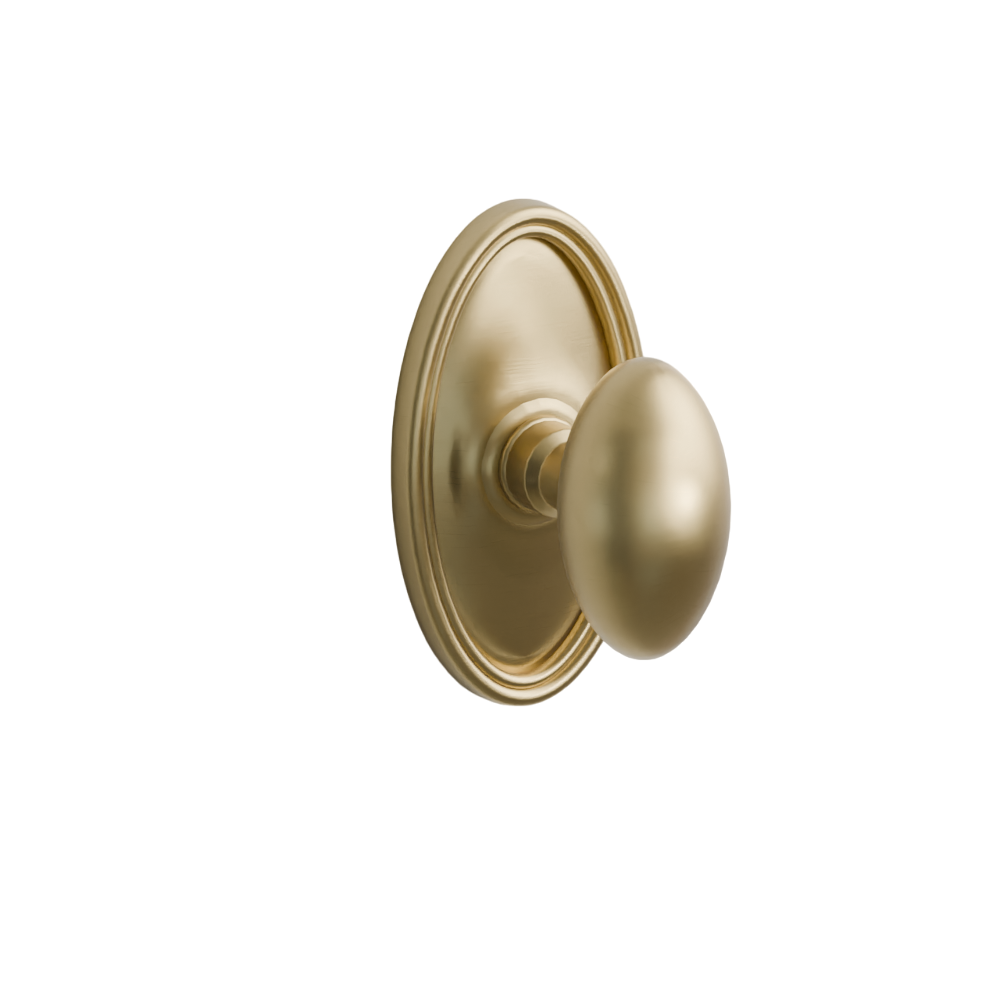 Emtek Door Handle -Egg Knob Oval Rosette - Classic Brass