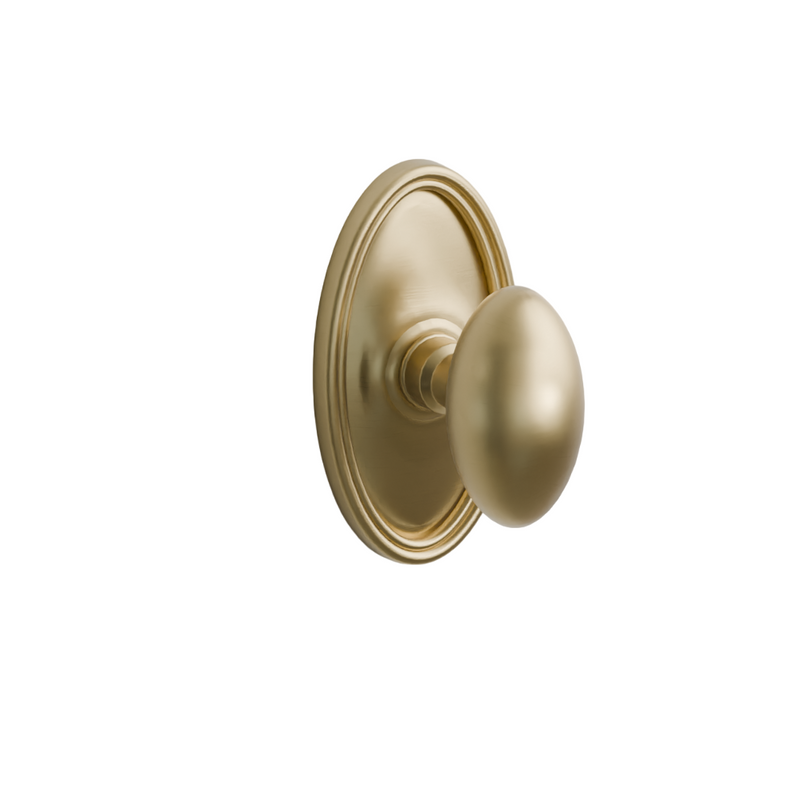 Emtek Door Handle -Egg Knob Oval Rosette - Classic Brass