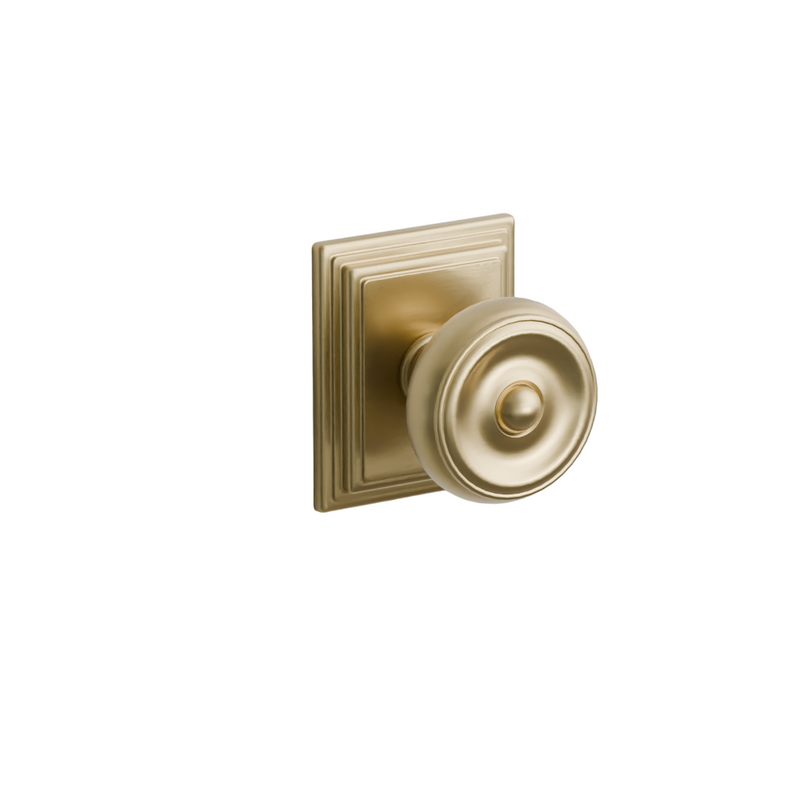 Emtek  Door Handle - Waverly Knob Wilshire Rosette - Classic Brass