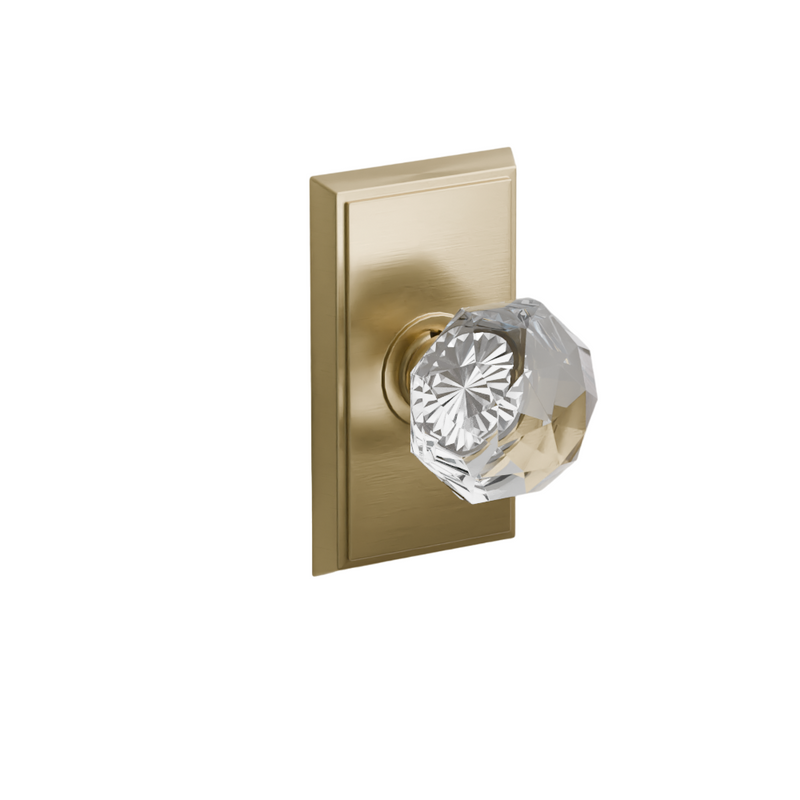 Emtek  Door Handle - Diamond Knob Rectangular Rosette - Glass