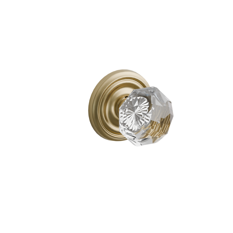 Emtek Door Handle - Diamond Knob Regular Rosette - Glass