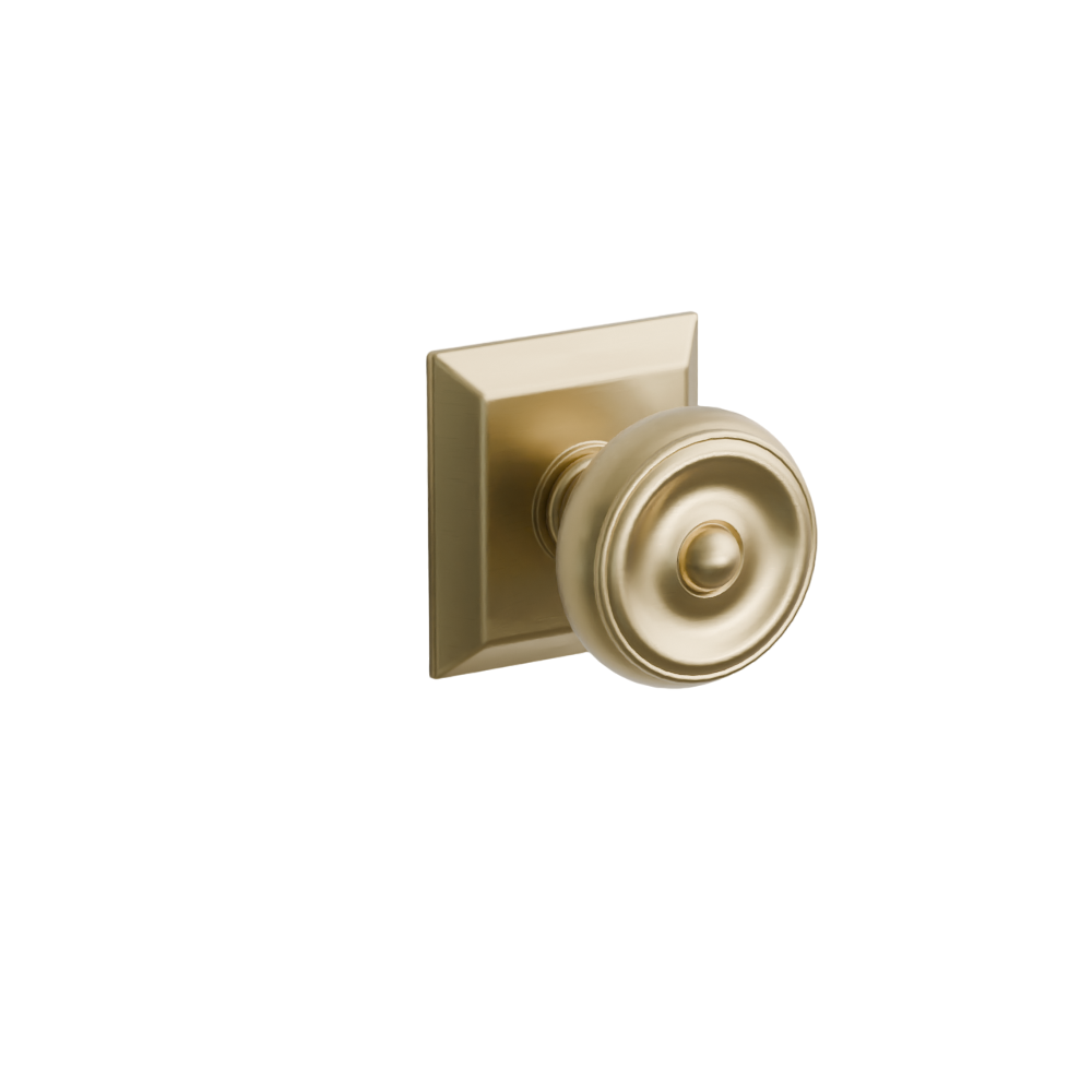 Emtek  Door Handle - Waverly Knob Quincy Rosette - Classic Brass