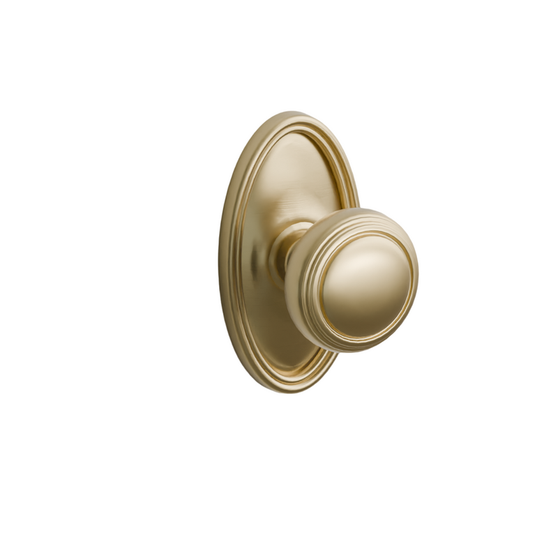 Emtek Door Handle - Norwich  Knob Oval Rosette - Classic Brass