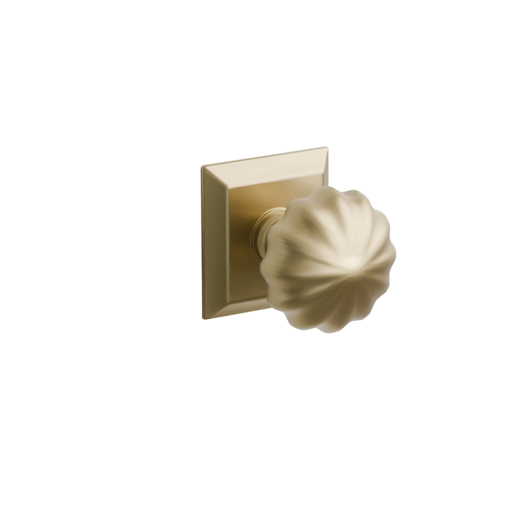 Emtek  Door Handle - Melon Knob Quincy Rosette - Classic Brass